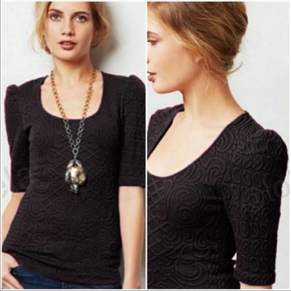 Deletta (Anthropologie) Anthlone Textured Jacquard Top. Size XS